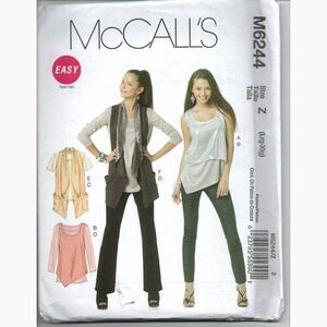 McCalls 6244 Sewing Pattern Womens L XL Tops Vest Layered Asymmetrical UNCUT NEW